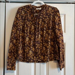 Doen Floral Blouse with Tie bow at Neck